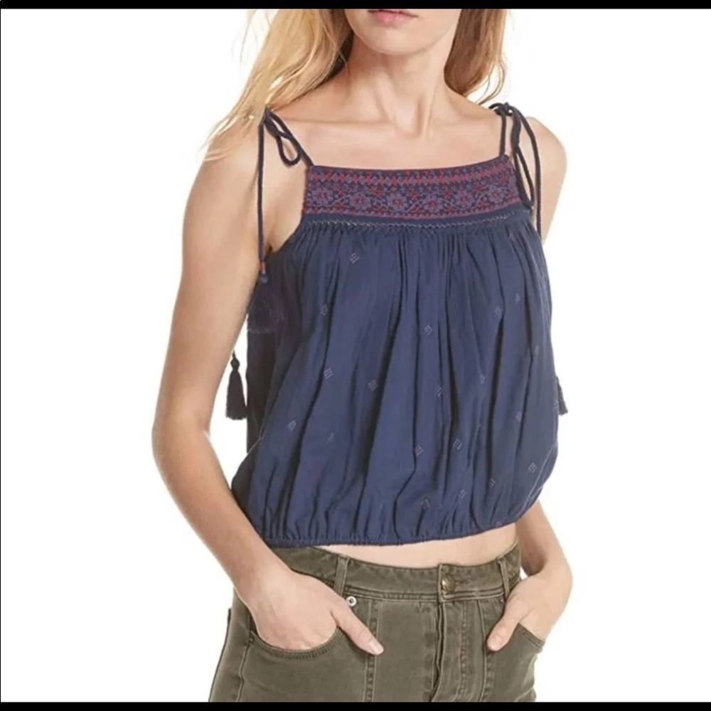 🔥 Free People Eternal love blue boho tank top Medium NWT - Picture 2 of 5